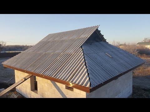Вальмовая крыша. Шифер. Гидроветрозащита. Обрешетка.