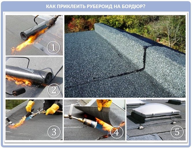 Как приклеить рубероид на парапет плоской кровли?